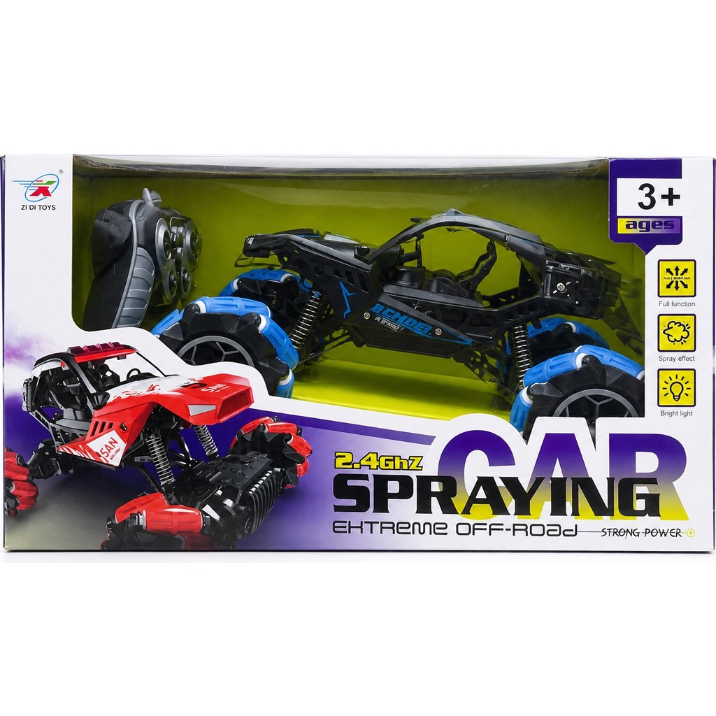 Dmn Spray Özellikli 2.4ghz Uzaktan Kumandalı Off-Road Akrobat Araba (Duman Efektli) - Siyah - Mavi Diğer Fiyatı