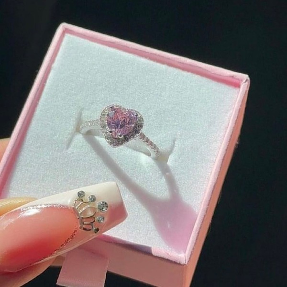 DMR Accessoire Çelik Pandora Tarzı Kalpli Yüzük - Pembe - Standart Yüzükler Fiyatı