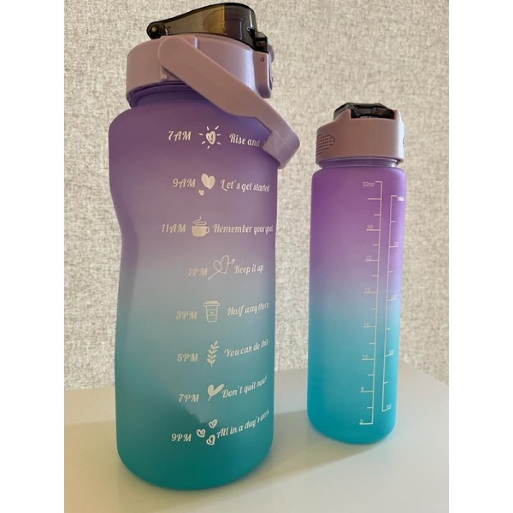 DMR DMR-2252 2000 ml ve 900 ml Büyük Kapasiteli Motivasyon 2 Li Spor Su Şişesi - Açık Mor Suluk Fiyatı