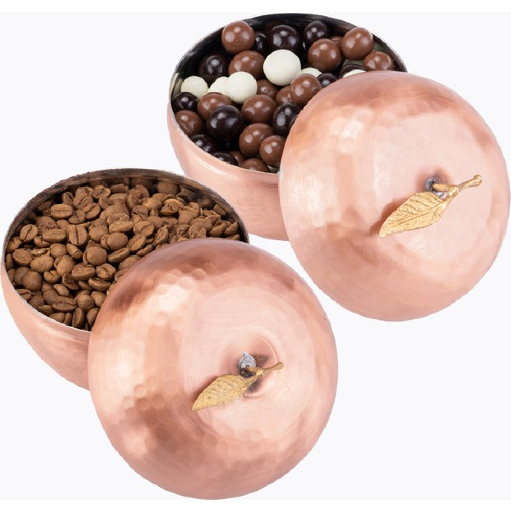 Dmt Copper Home El Işi Bakır Şekerlik Lokumluk Takımı 2 Li Elma Motif Türk Kahve Sunumluk El Dövmesi (Çap 6,5 Cm) Kase Fiyatı