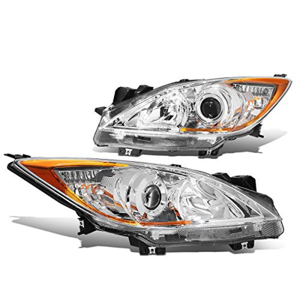 DNA Motoring HL-OH-MM310-CH-AM Chrome Housing Amber Corner Projector Headlights Replacement For 10-13 3