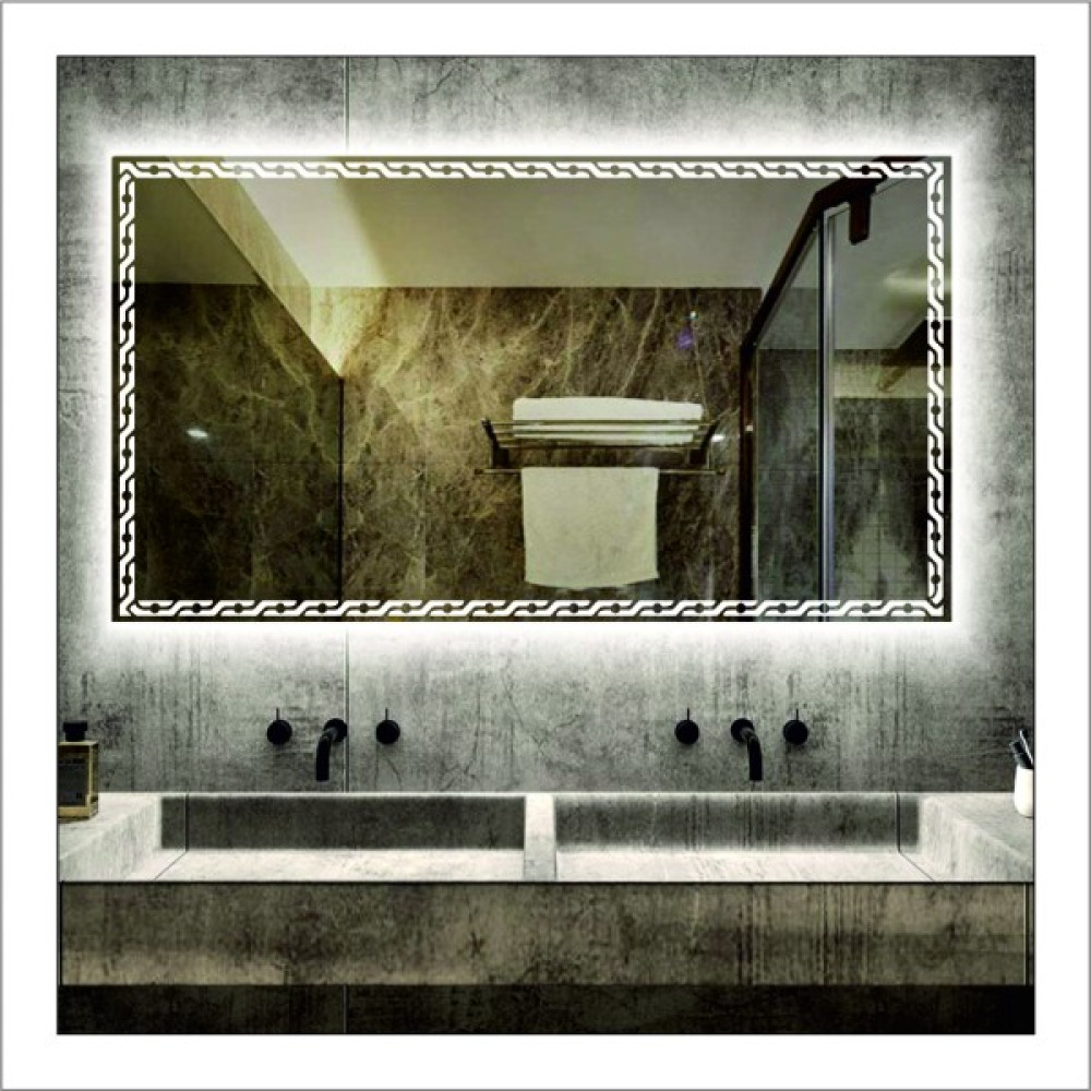 Dnr 70x100 Cm Beyaz Ledli Tasarım Kumlamalı Banyo Aynası Makyaj Aynası Işıklı Ayna Banyo Aynası Fiyatı