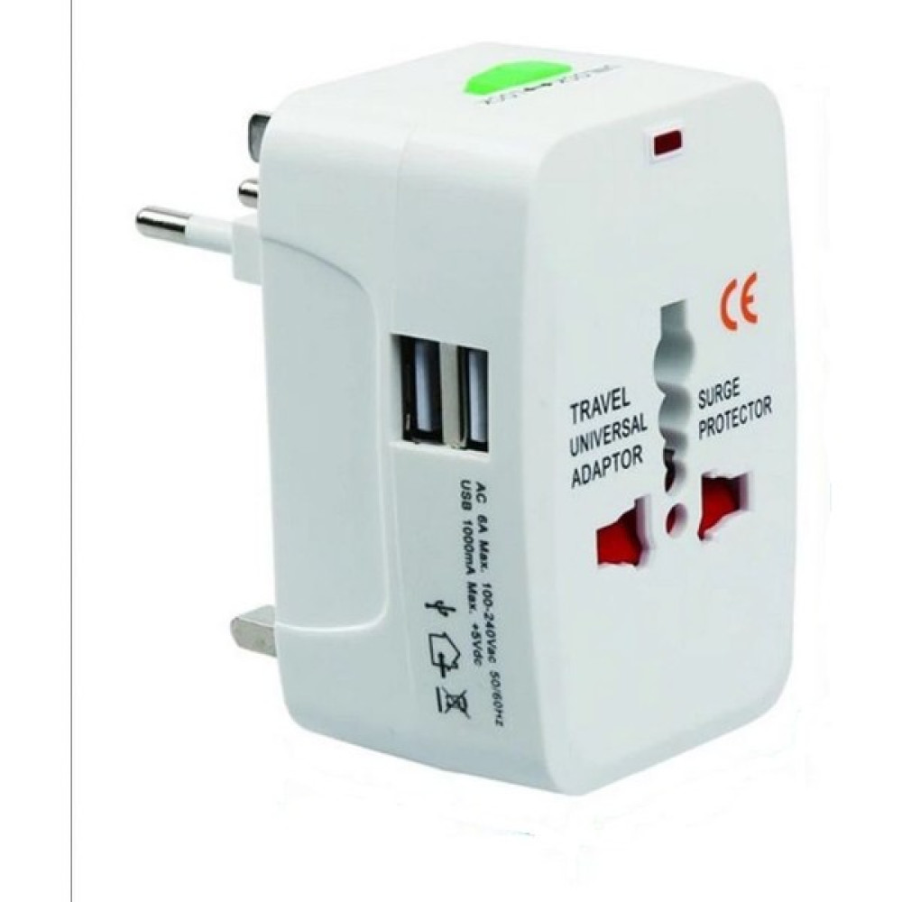 DNR Evrensel Priz-Fiş Çevirici Seyahat Adaptörü 2 USB - Universal Travel Adapter Prizler Fiyatı