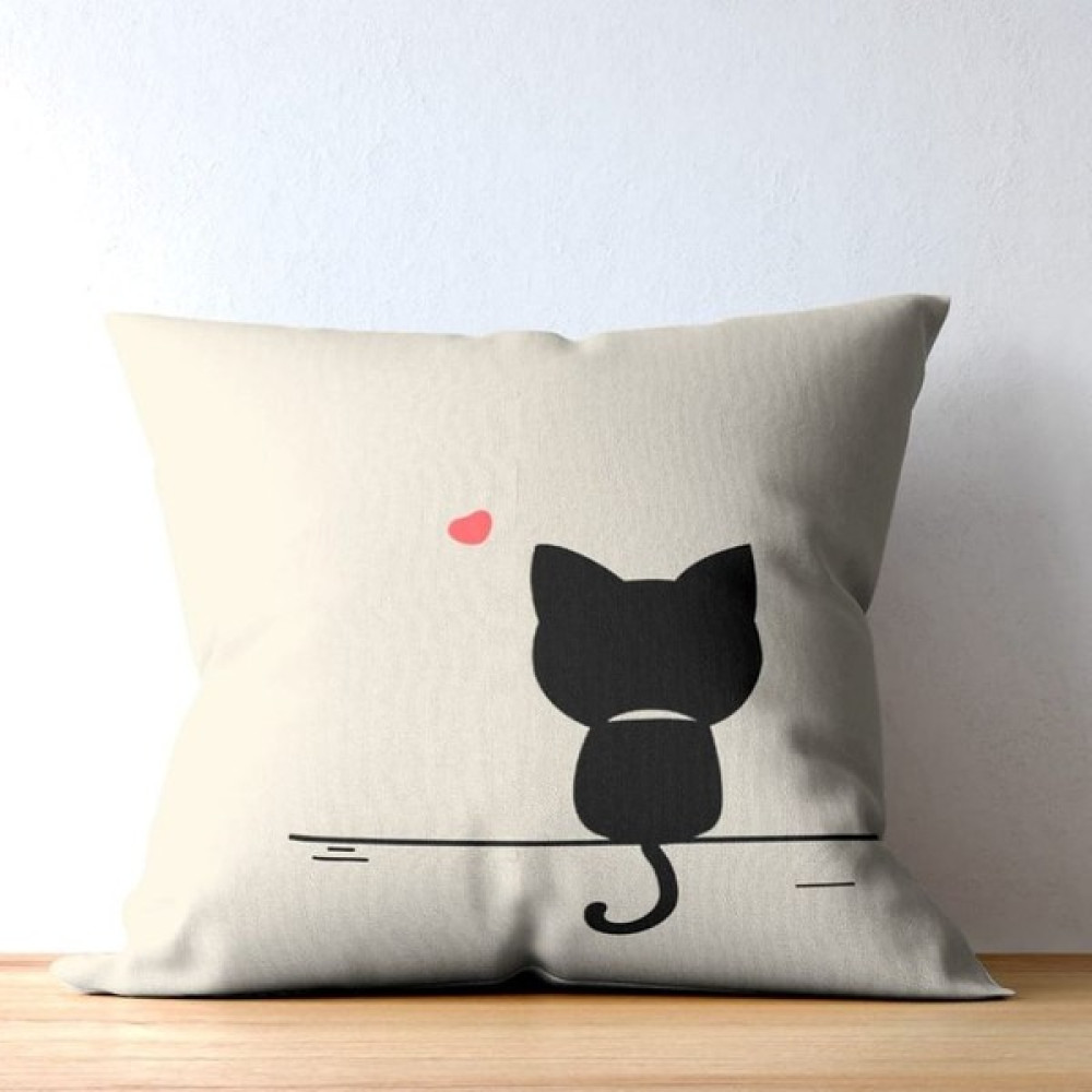 Dnr Home Kedi Desenli Kırlent Kılıfı Dijital Baskı - 43 x 43 cm - Krem Rengi Kırlent / Mobilya Yastığı Fiyatı