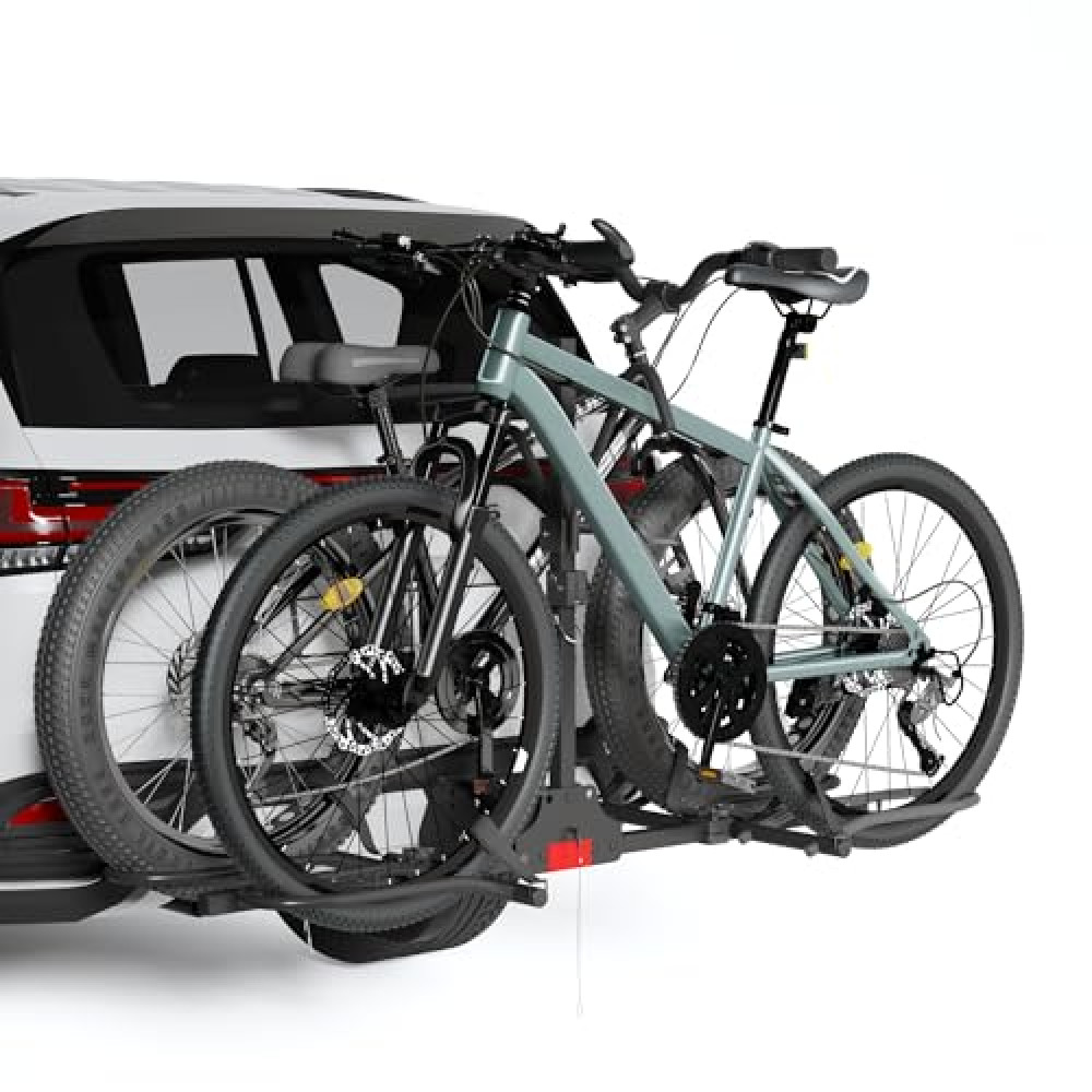 DNYKER Hitch Bike Rack,Wobble Free Smart Tilting Folding Bicycle Car Racks for Standard,Fat Tire E-Bike Rack for Tow Hitch, 2-Bike 200 lbs Capacity, 2 inch Receiver