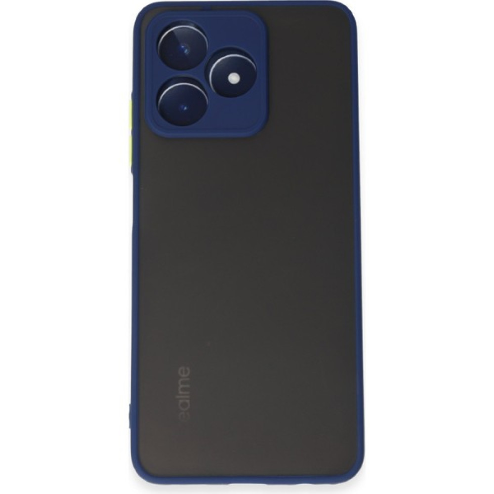 DNZ Bilişim Realme C53 Kılıf Kenarları Renkli Kamera Korumalı Silikon Kılıf - Lacivert - Kırmızı Cep Telefonu Kılıfı Fiyatı