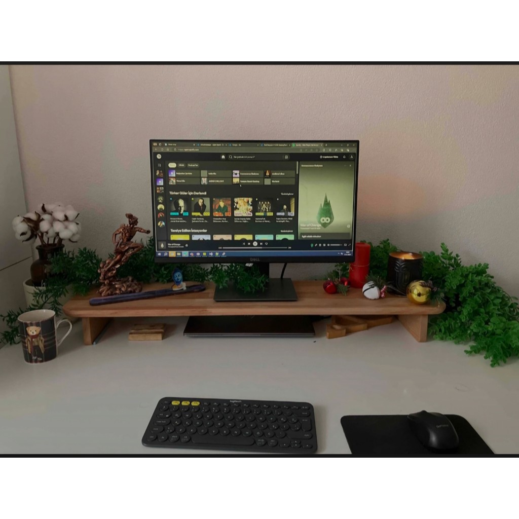 Dnz Masif Doğal Ahşap Monitör Yükseltici Organizer Çam Ağacı - Kahverengi - 90x22 Monitör Fiyatı