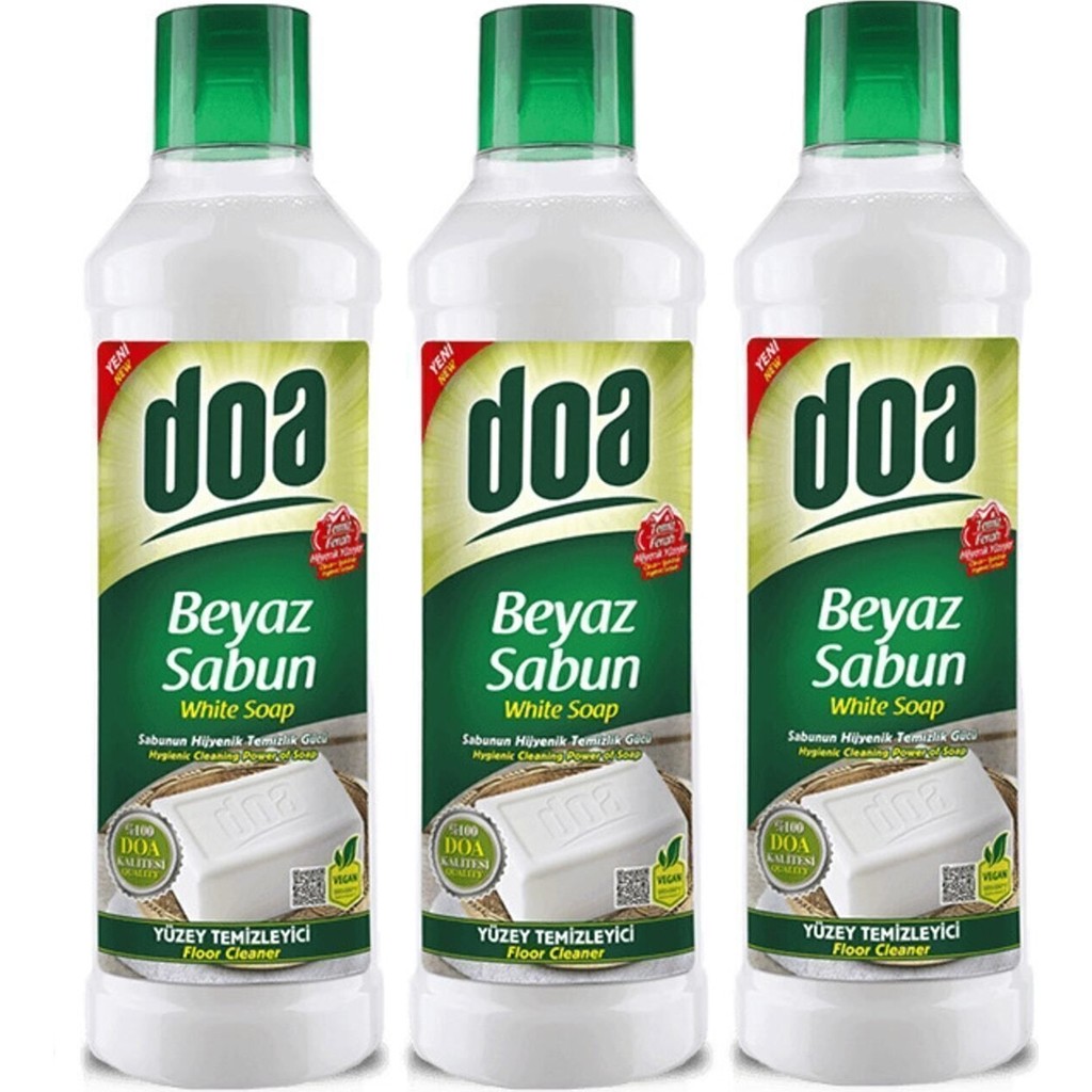 Doa 3x1000 ml Beyaz Sabun Kokulu Yüzey Temizleyici Geniş Kullanım Alanı ve Ferahlatıcı Özellik Deterjan ve Temizlik Ürünleri Fiyatı