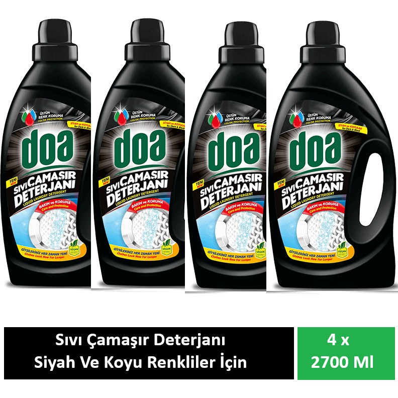 Doa Sıvı Çamaşır Deterjanı Siyah ve Koyu Renkler 4 x 2700 ml - 2,7 lt Çamaşır Deterjanı Fiyatı