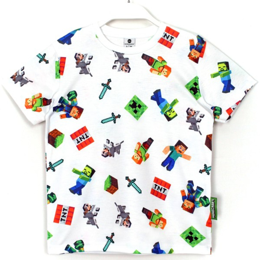 DobaKids 360 Derece Minecraft Karakterleri Desenli Erkek Çocuk T-Shirt Beyaz Erkek Çocuk T-shirt Fiyatı