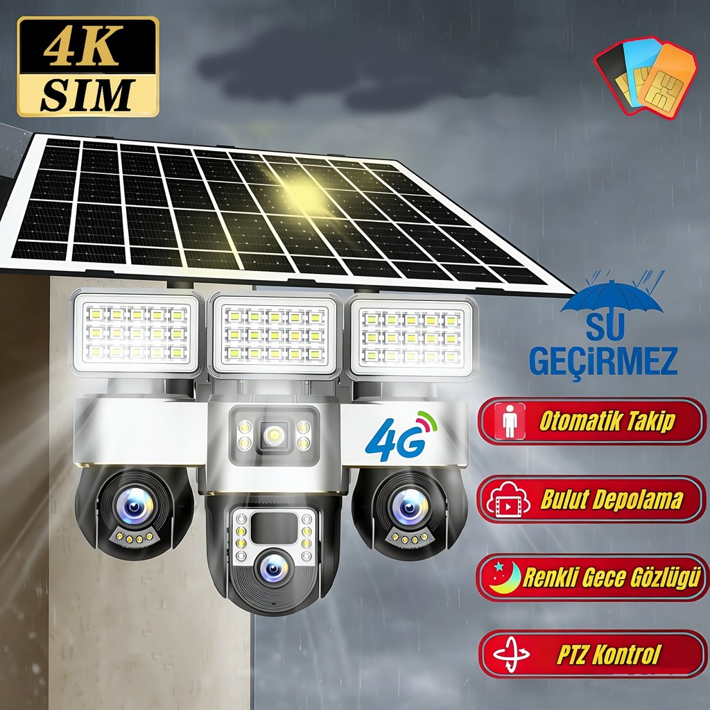 Dobest 4K 4g Güneş Enerjili Ptz Dış Kamera | Otomatik Takip, Hemen Alarm, Renkli Gece Görüşü, Uygulama Kontrolü, 66 Led, Type-C Şarj, Bulut Depolam... Bilgisayar Çevirici ve Adaptörü Fiyatı