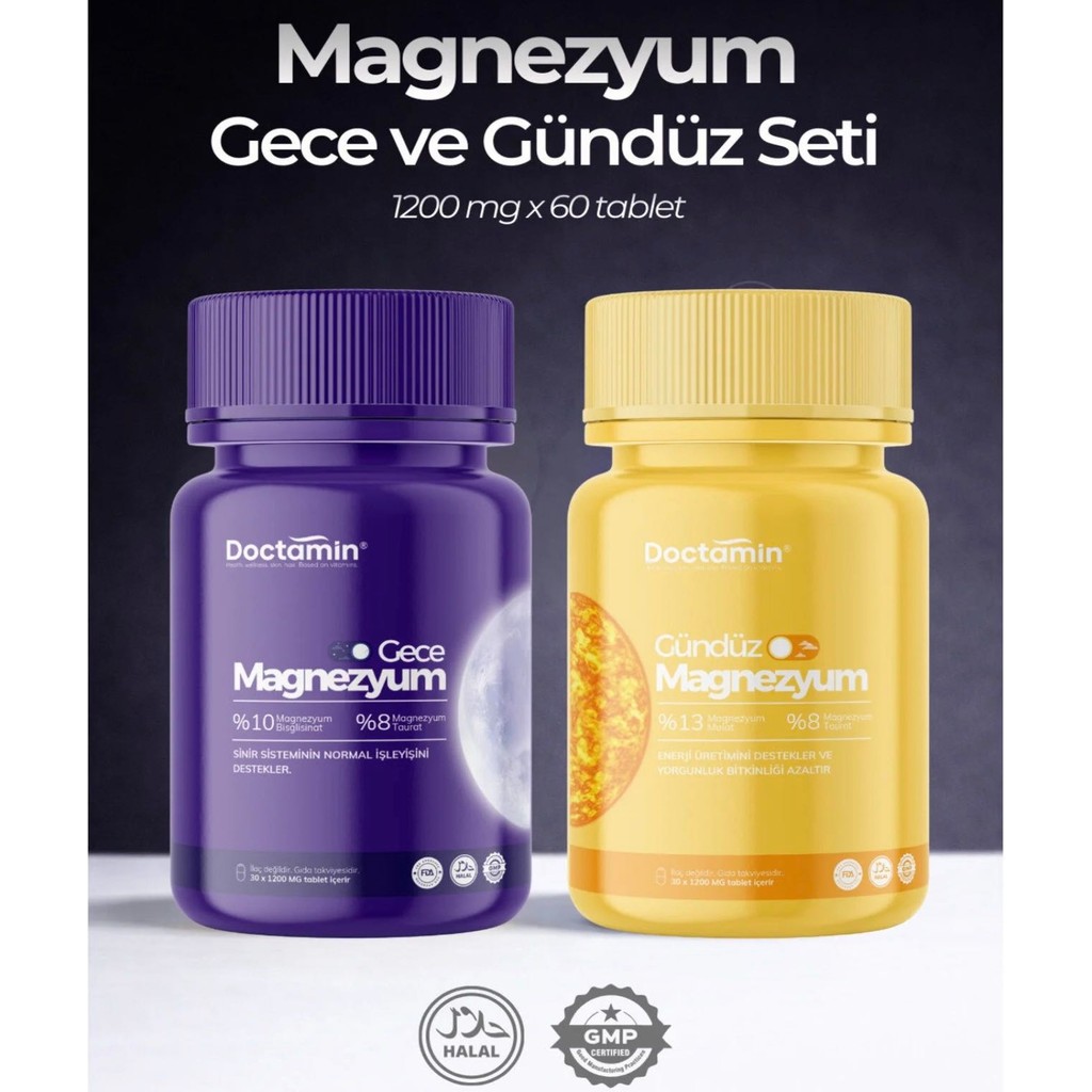 Doctamin Magnezyum Gece ve Gündüz Seti 1200 mg x 60 Tablet Sağlıklı Yaşam İçin Enerji Desteği Diğer Fiyatı