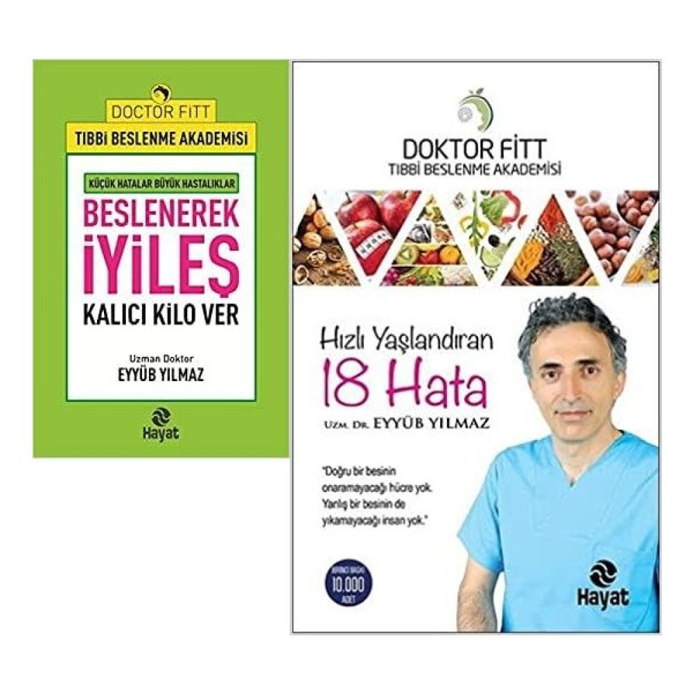 Doctor Fitt Hızlı YAŞLANDIRAN18 Hata-Beslenerek Iyileş 2 Kitap - Eyyüp Yılmaz (Ciltli) Sağlık Beslenme Kitapları Fiyatı
