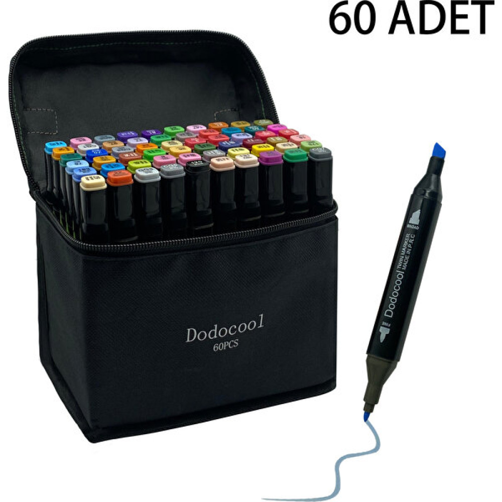 Dodocool 60’lı Çift Uçlu Touch Marker Art Tasarım Kalem Seti Ithal Ürün Keçe Uçlu Kalem Fiyatı