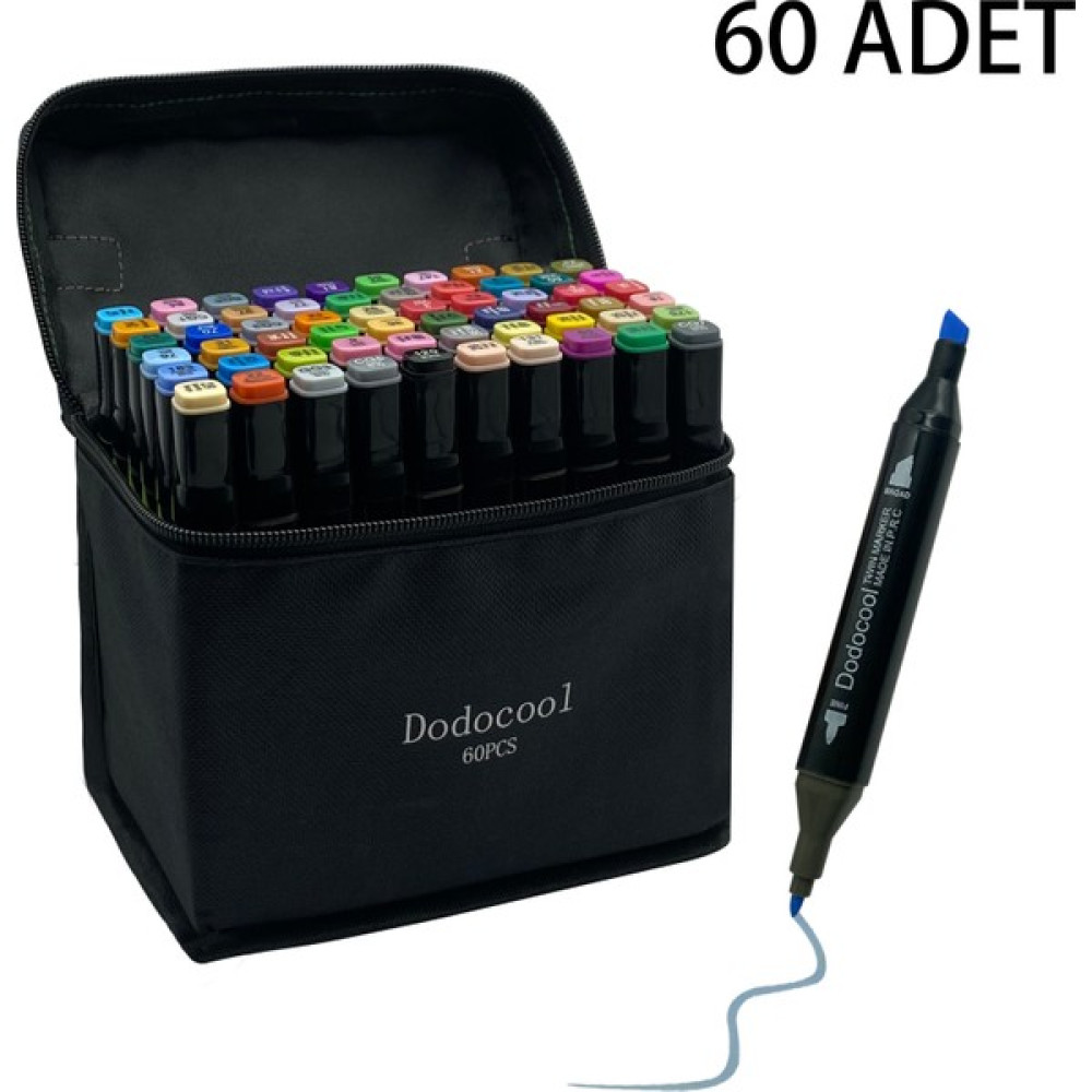 Dodocool Çift Uçlu Touch Marker Art Tasarım Keçeli Kalem Seti 60’lı - 60 Keçe Uçlu Kalem Fiyatı