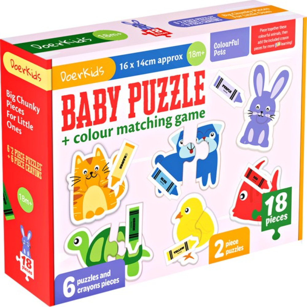 Doerkids Baby Puzzle | Renkli Hayvanlar Crayon Eşleştirme Oyunu | 18 Parça 1+ Yaş Eğitici Oyuncak Fiyatı