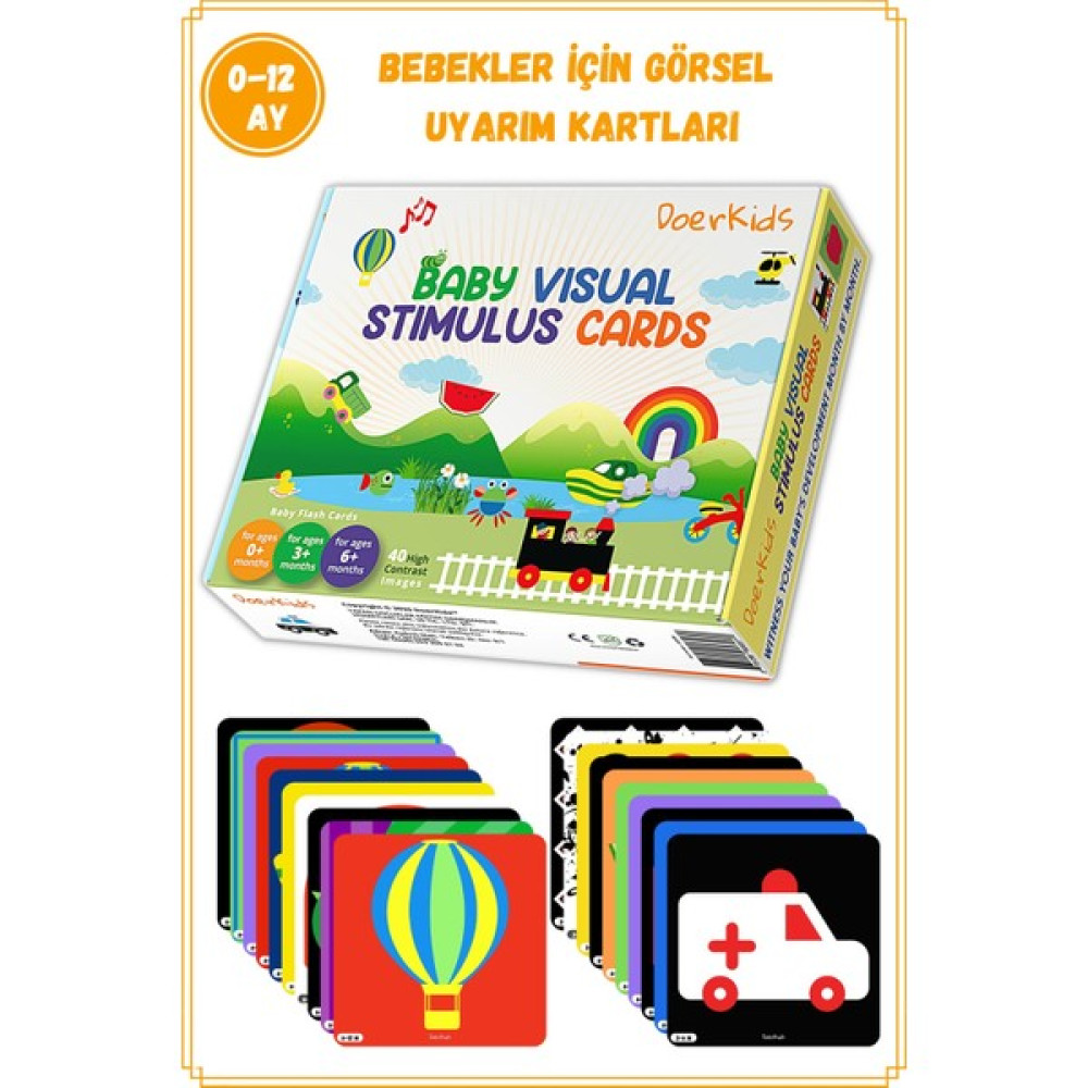 Doerkids Bebek Zeka Kartları - Görsel Uyarım Kartları - Renkli Bebek Oyuncakları Fiyatı