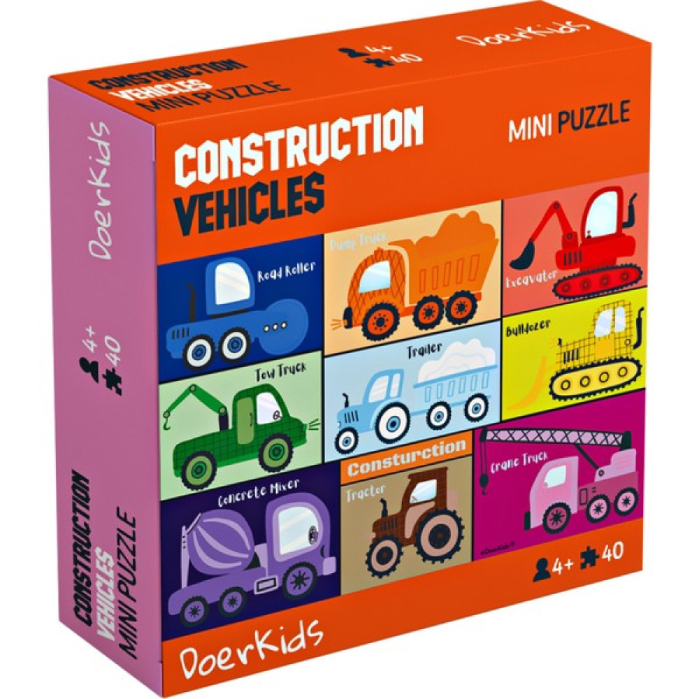 DoerKids Inşaat Araçları Iş Makinaları Mini Puzzle | 40 Parça 4+ Yaş Eğitici Oyuncak Fiyatı