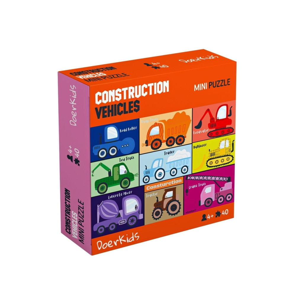 DoerKids Inşaat Araçları Iş Makinaları Mini Puzzle | 40 Parça 4 Yaş Puzzle & Aksesuarları Fiyatı