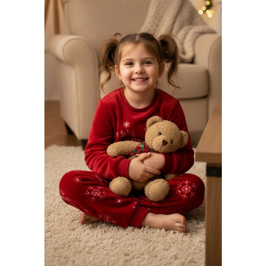 Dofi Kids Kız Çocuk Süper Soft Pijama Takımı Yılbaşı Kombini Diğer Fiyatı
