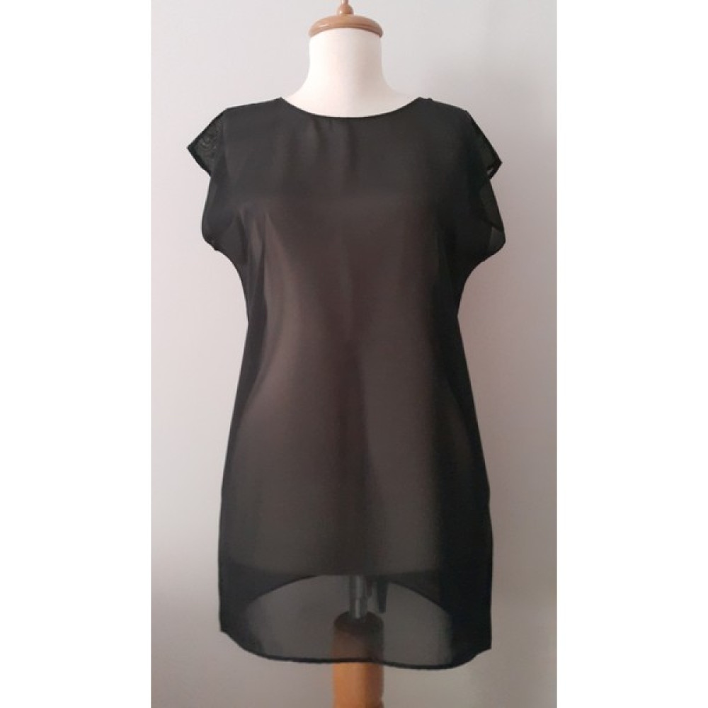 Doğa Tasarım Kadın Pikolu Kolsuz Düz Siyah Şifon Trend Bluz Tunik T-Shirt Bluz Fiyatı