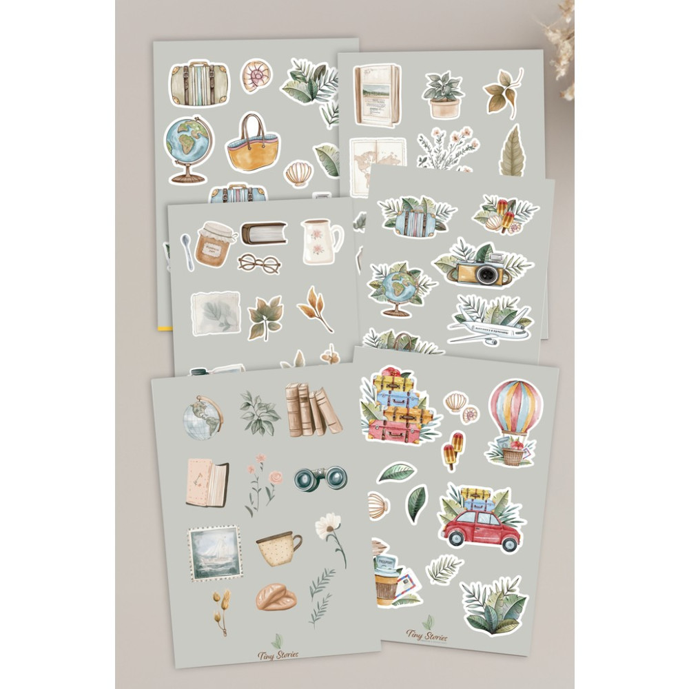 Doğa Temalı Sticker Set - 6 Sayfa / Suluboya / Scrapbook Okul Etiketi Fiyatı