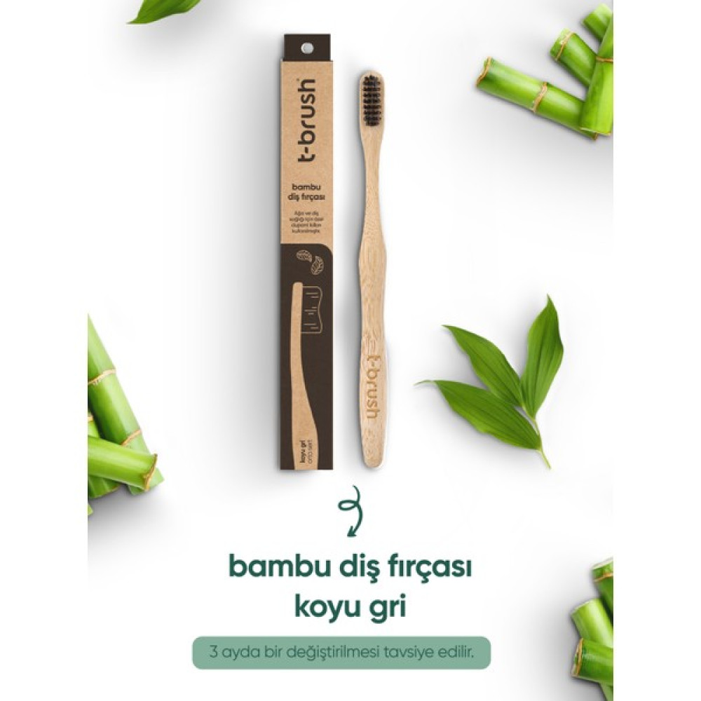 Doğal Bambu Vegan Diş Fırçası - Siyah Renk - Orta Sert (Medium) - Plastiksiz Diş Fırçaları Fiyatı