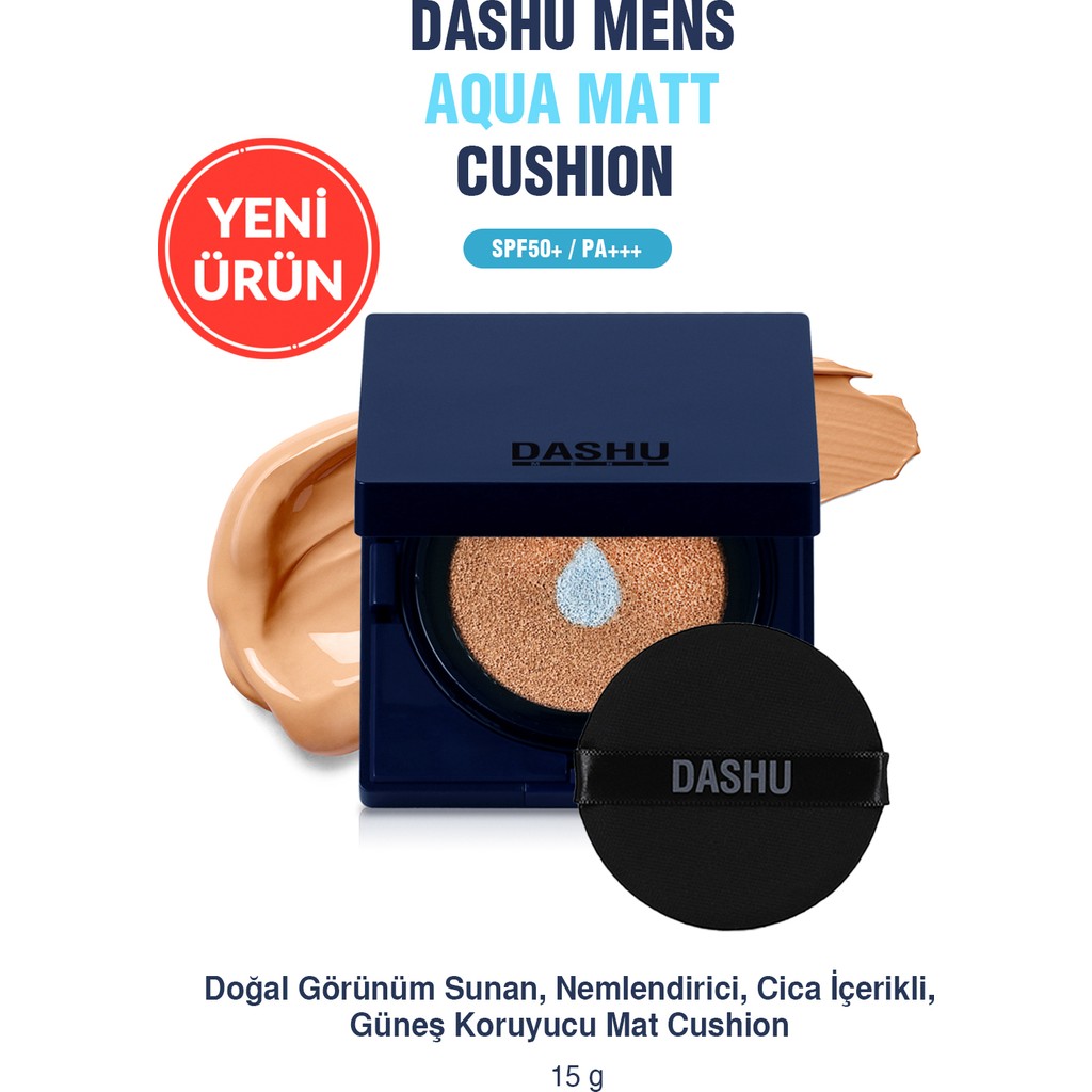 Doğal Bitişli, Nemlendirici, Cica Içerikli Mat Cushion Dashu Mens Aqua Matt Cushion SPF50+ Pa+++ - Bej Diğer Fiyatı