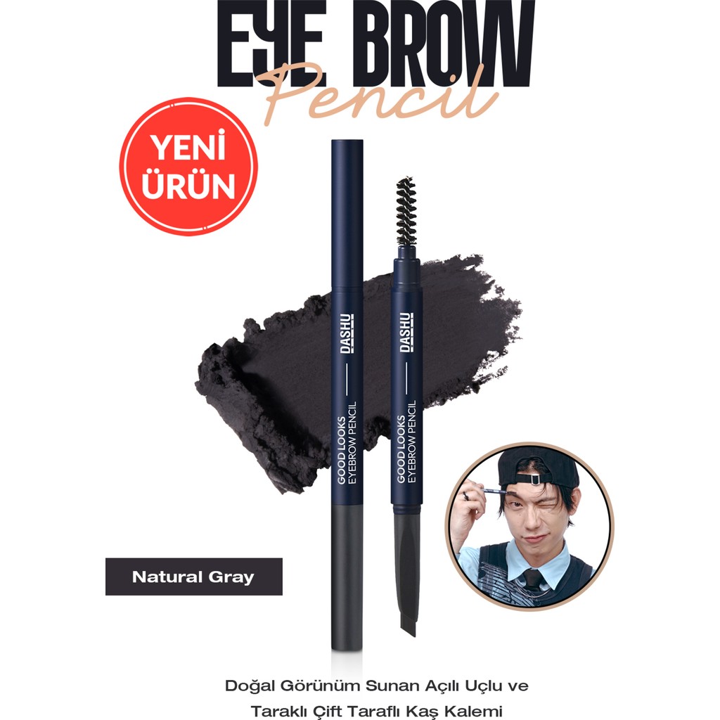 Doğal Görünümlü, Açılı Uçlu ve Taraklı Çift Taraflı Kaş Kalemi Dashu Mens Good Looks Eyebrow [gray] - Gri Kalem & Yazı Gereçleri Fiyatı