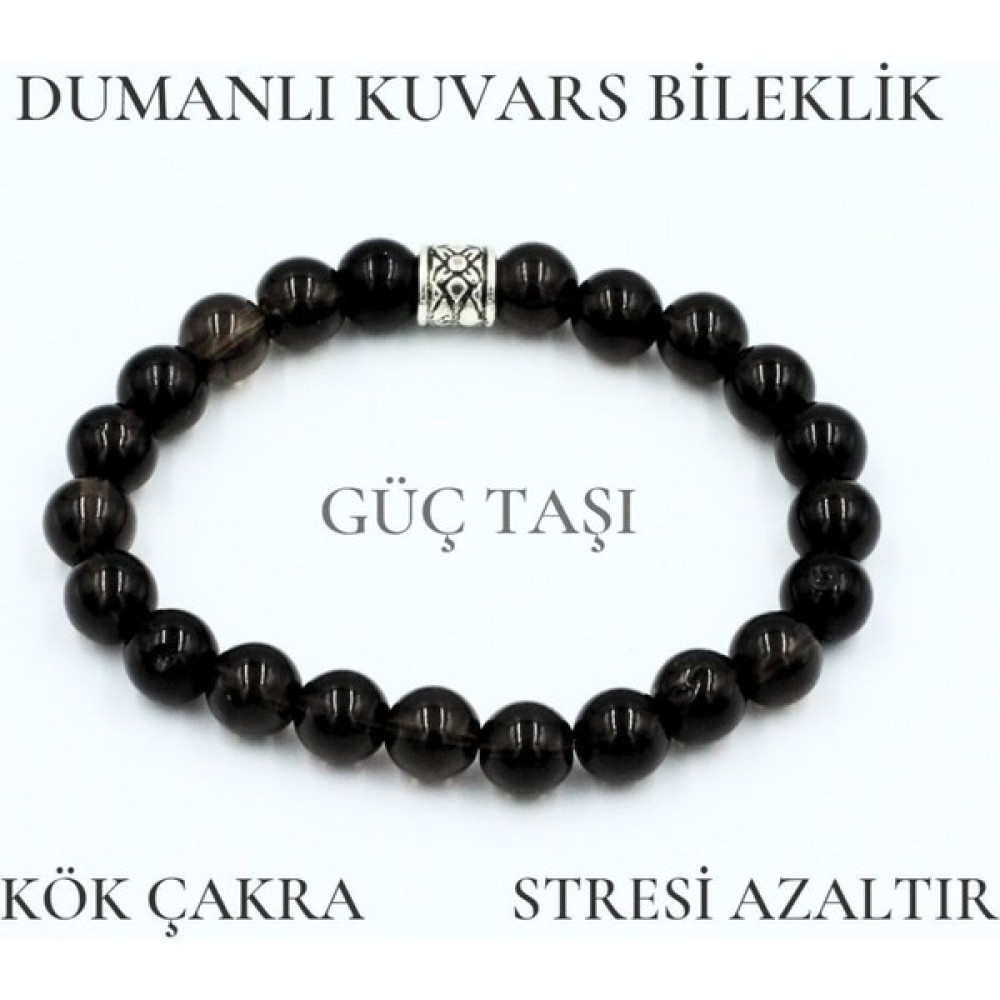 Doğal Taş Cenneti Doğal Şifalı Taş Bileklik | Dumanlı Kuvars Doğal Taş Bileklik 8 mm Güç Taşı Saat ve Bileklik Aksesuarı Fiyatı