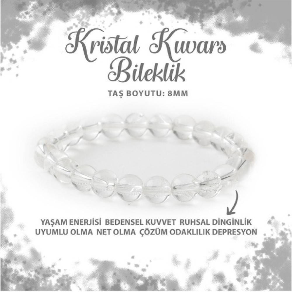 Doğal Taş Cenneti Sertifikalı Kristal Kuvars 8mm Doğal Taş Bileklik Saat ve Bileklik Aksesuarı Fiyatı