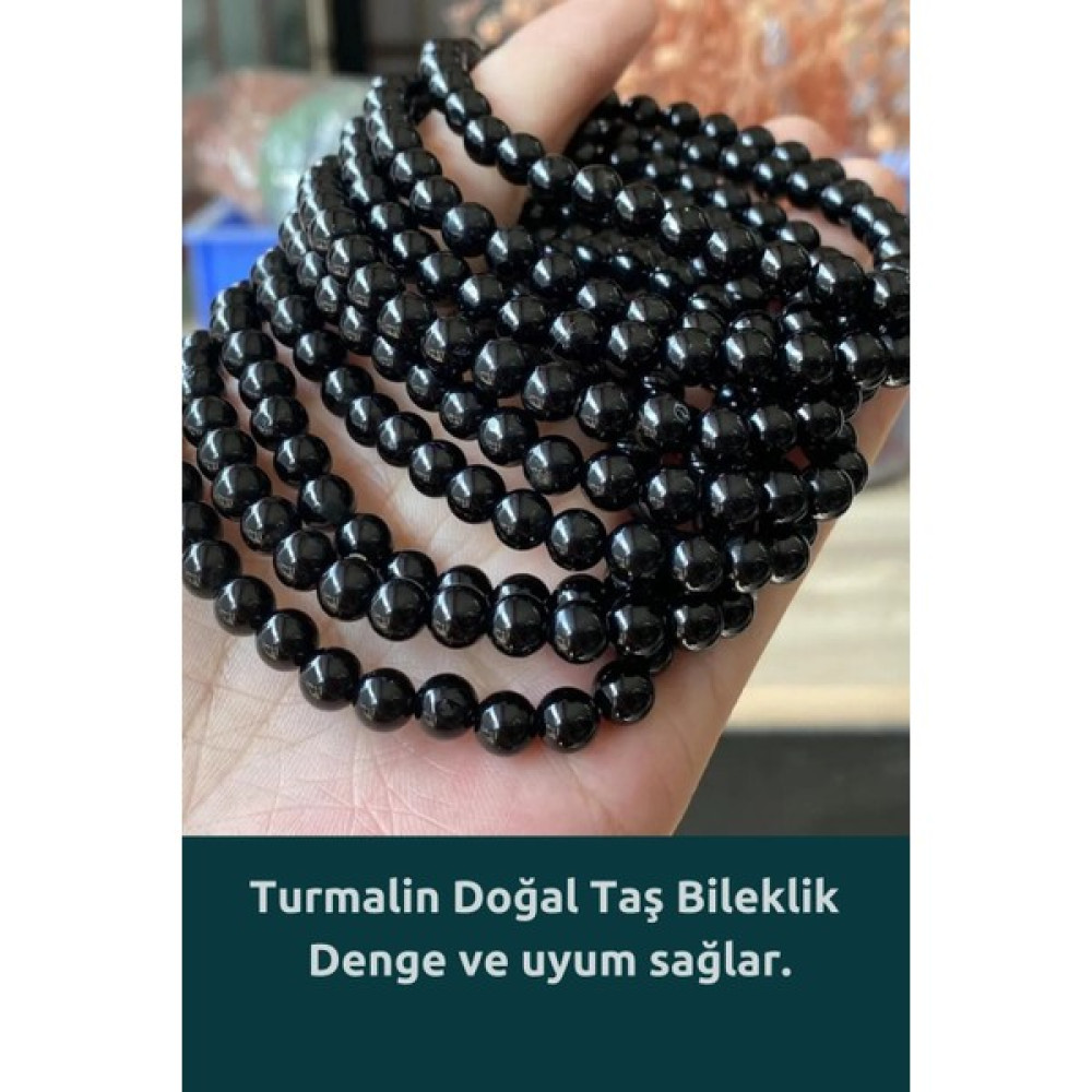Doğal Taş Cenneti Turmalin Gerçek Doğal Taş Bileklik ( Denge ve Uyum ) 8 mm Aa Kalite Saat ve Bileklik Aksesuarı Fiyatı