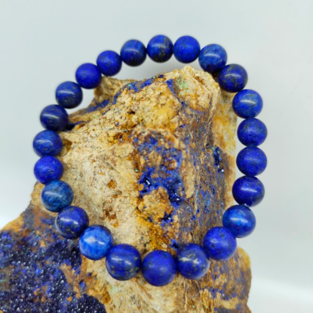 Doğal Taş Delisi Lapis Doğal Taş Bileklik (Sertifikalı) (8mm) - 17-18 - Lacivert Saat ve Bileklik Aksesuarı Fiyatı