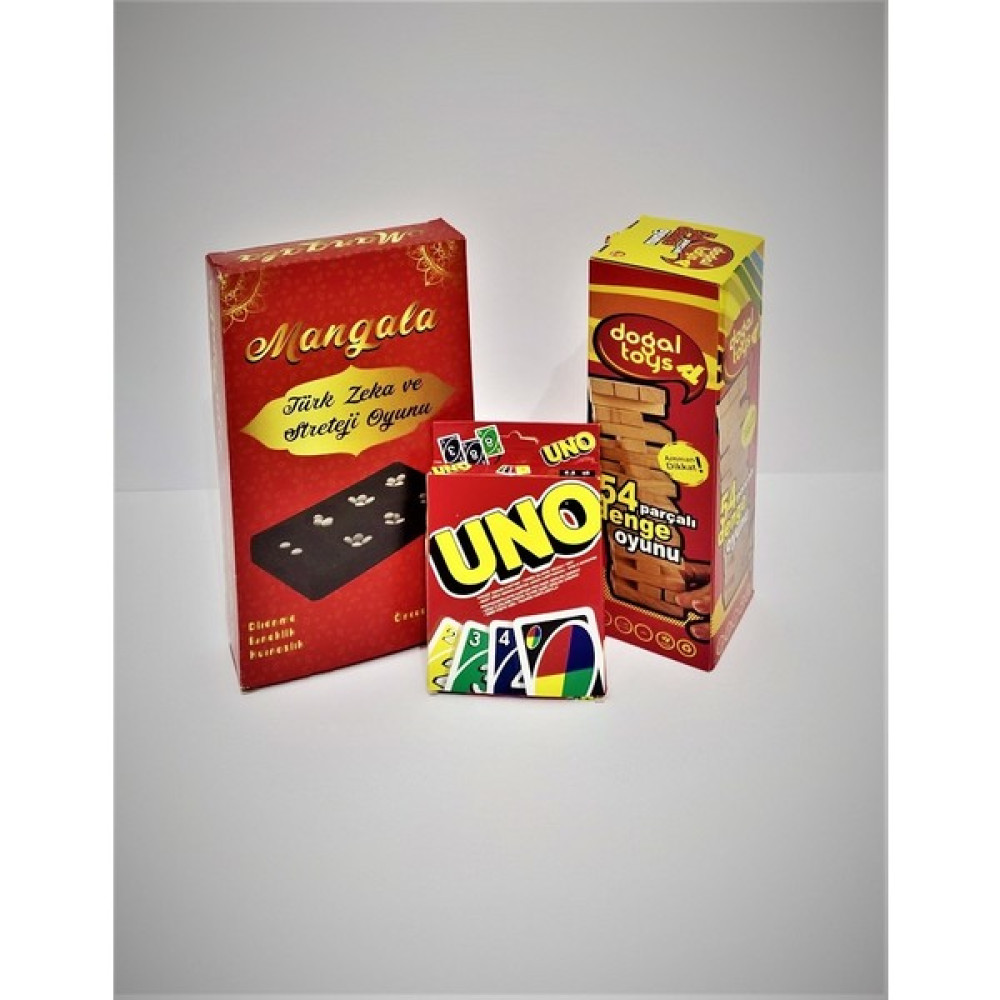 Doğal Toys Jenga-Uno-Mangala 3'ü Bir Arada Akıl Kutu Oyunları Oyun Takımları Fiyatı