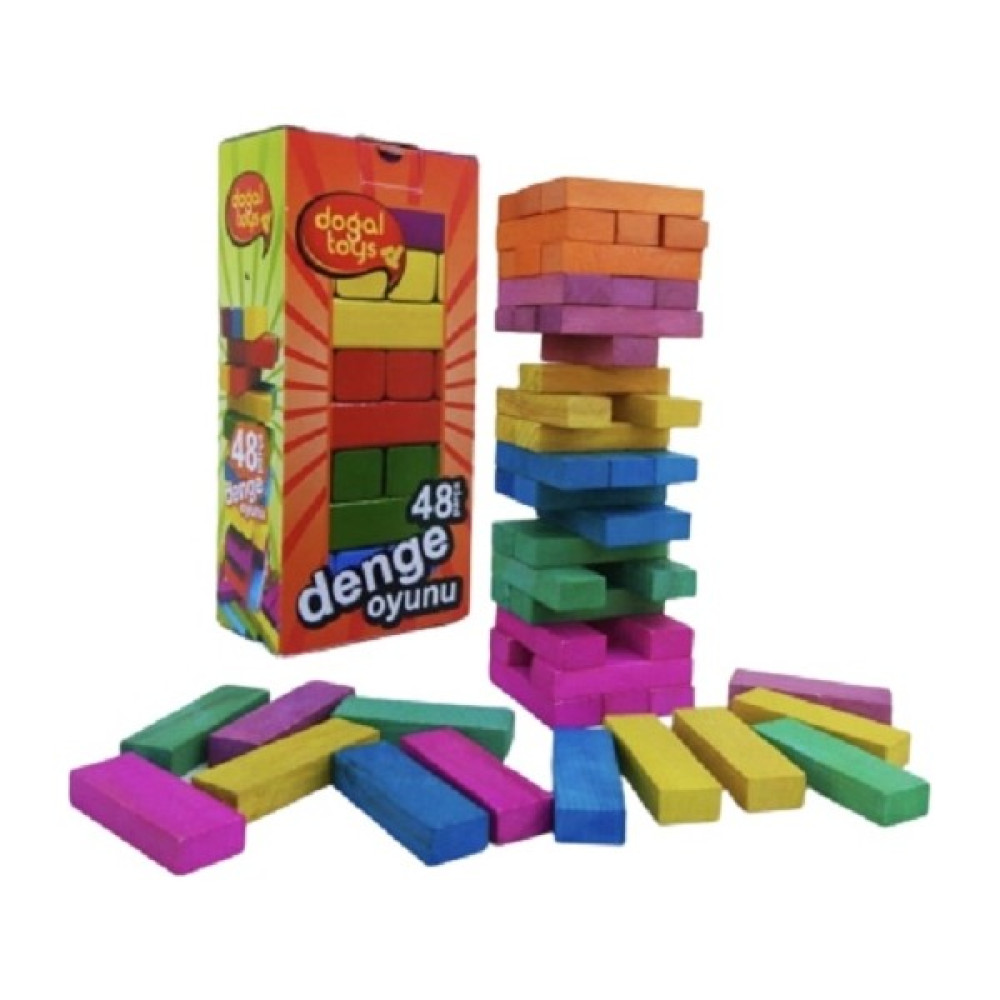 Doğal Toys Renkli Büyük Boy Ahşap Denge Oyunu Kule Oyunu 48 Parça Oyun Takımları Fiyatı