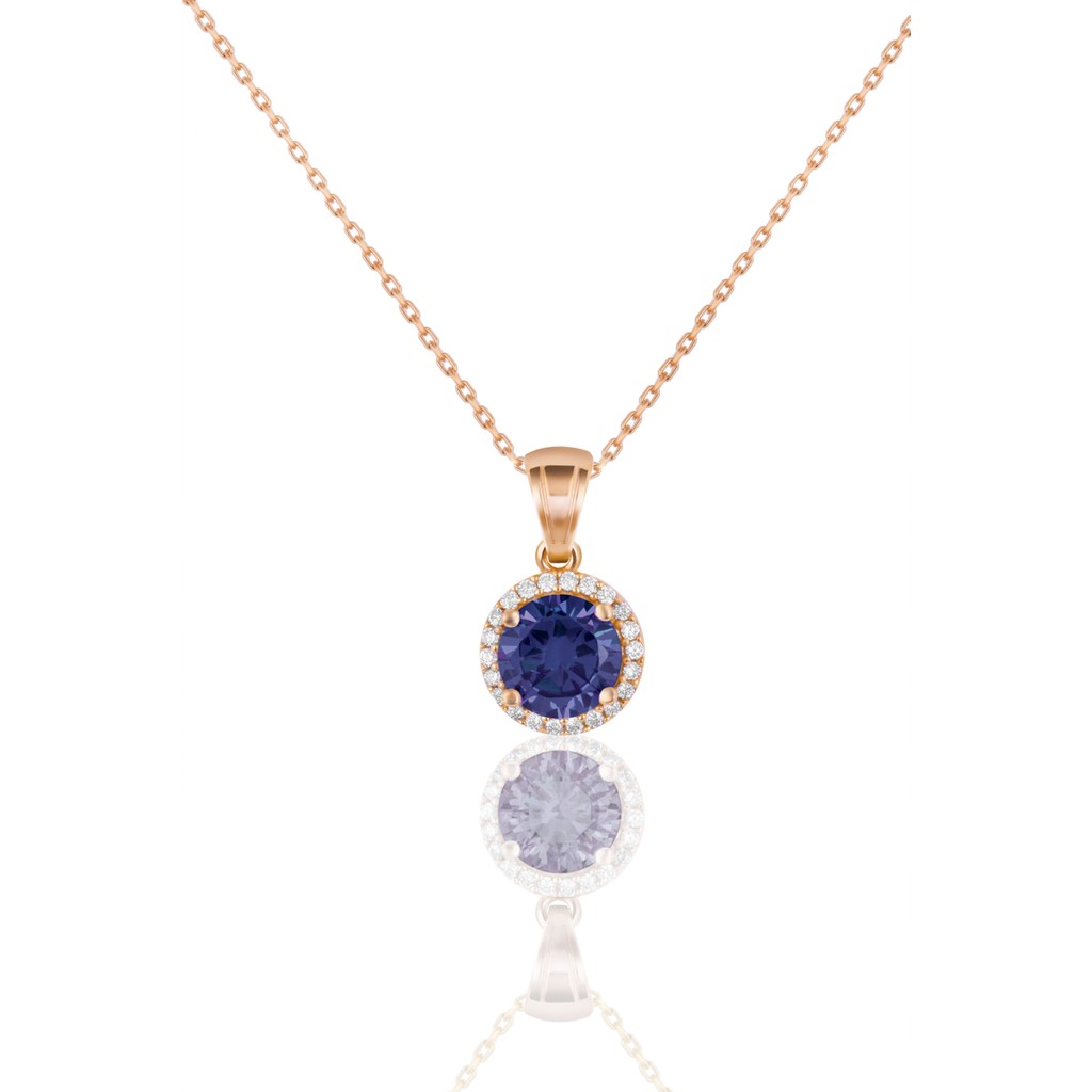 Doğan Silver Doğan Silvergümüş Rose Safir Taşlı Pırlanta Montürlü Tek Taş Kolye DGN21216 - Gümüş Gümüş Kolye Fiyatı