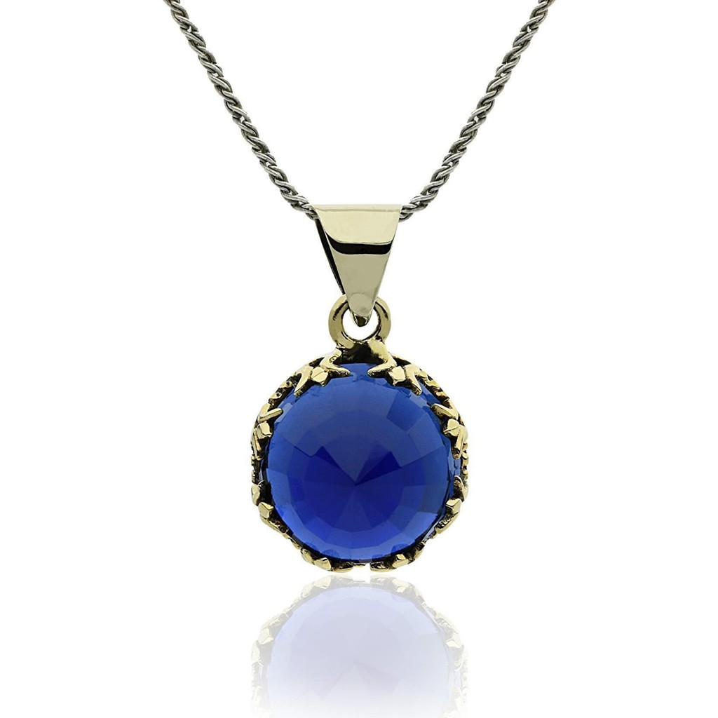 Doğan Silver Doğan Silverkök Safir Taşlı Otantik Gümüş Kadın Kolye DGN21071 - Sarı - Rose Gümüş Kolye Fiyatı