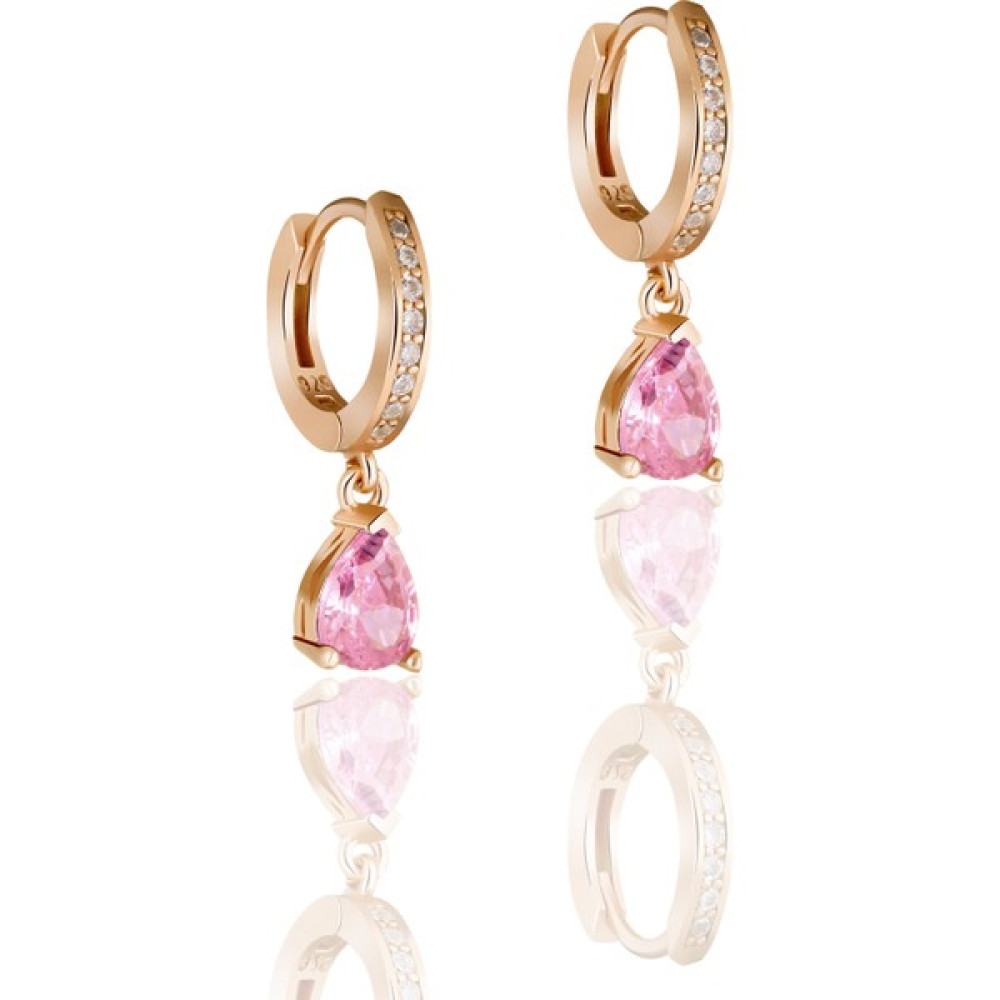 Doğan Silver Gümüş Rose Pembe Taşlı Damla Model Trend Halka Küpe DGN21186 Gümüş Küpe Fiyatı