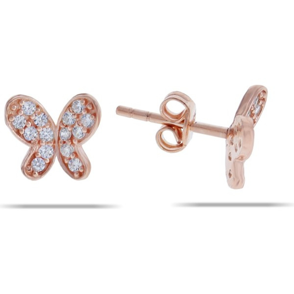 Doğan Silver Gümüş Zirkon Taşlı Kelebek Küpe- Rose DGN20657 Gümüş Küpe Fiyatı