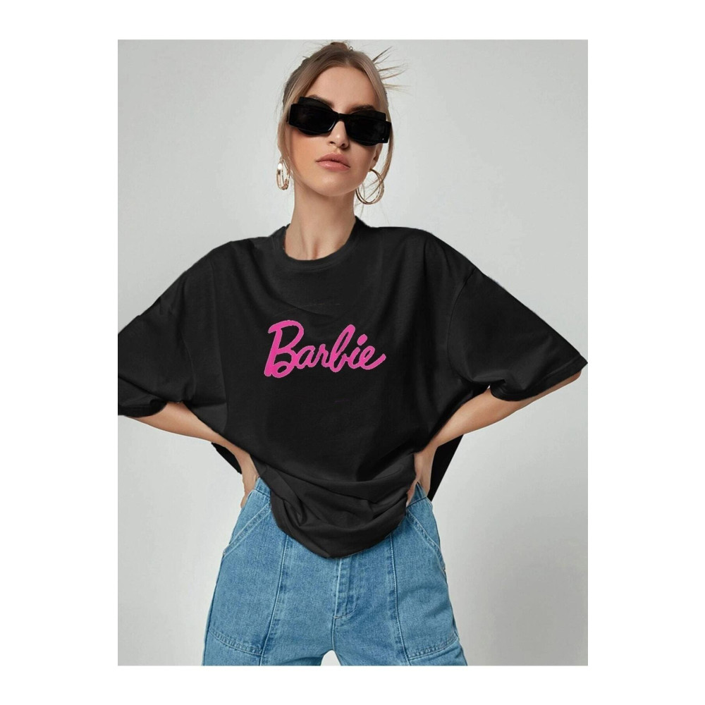 Doğannboss Barbie Yazılı Oversize Bayan T-shirt 6XL Beden Bayan T-shirt Fiyatı