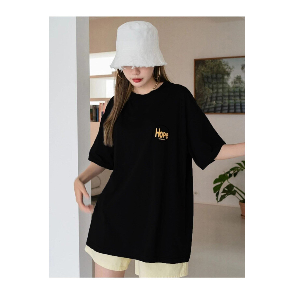 Doğannboss Kadın Oversize Hope Baskılı Siyah T-shirt Medium Beden Bayan T-shirt Fiyatı