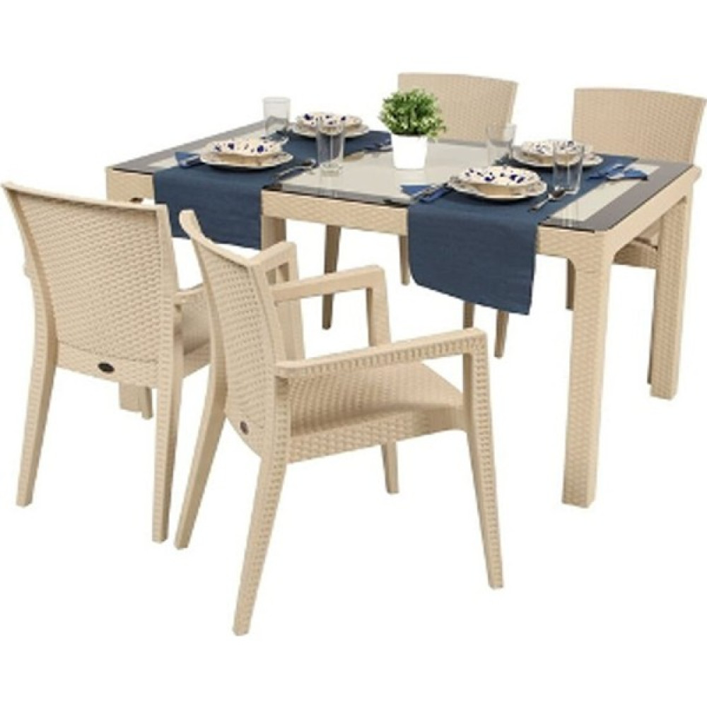 Dogant 70X120 Sandalye Masa Camlı Rattan - Kapuçino Bahçe Mobilyası Takımı Fiyatı