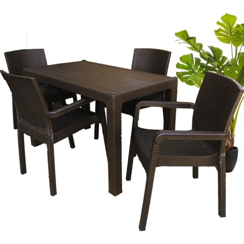 Dogant Ada 70 x 120 cm Rattan Camsız Masa 4 Rattan Koltuk Bahçe Mobilyası Takımı Fiyatı