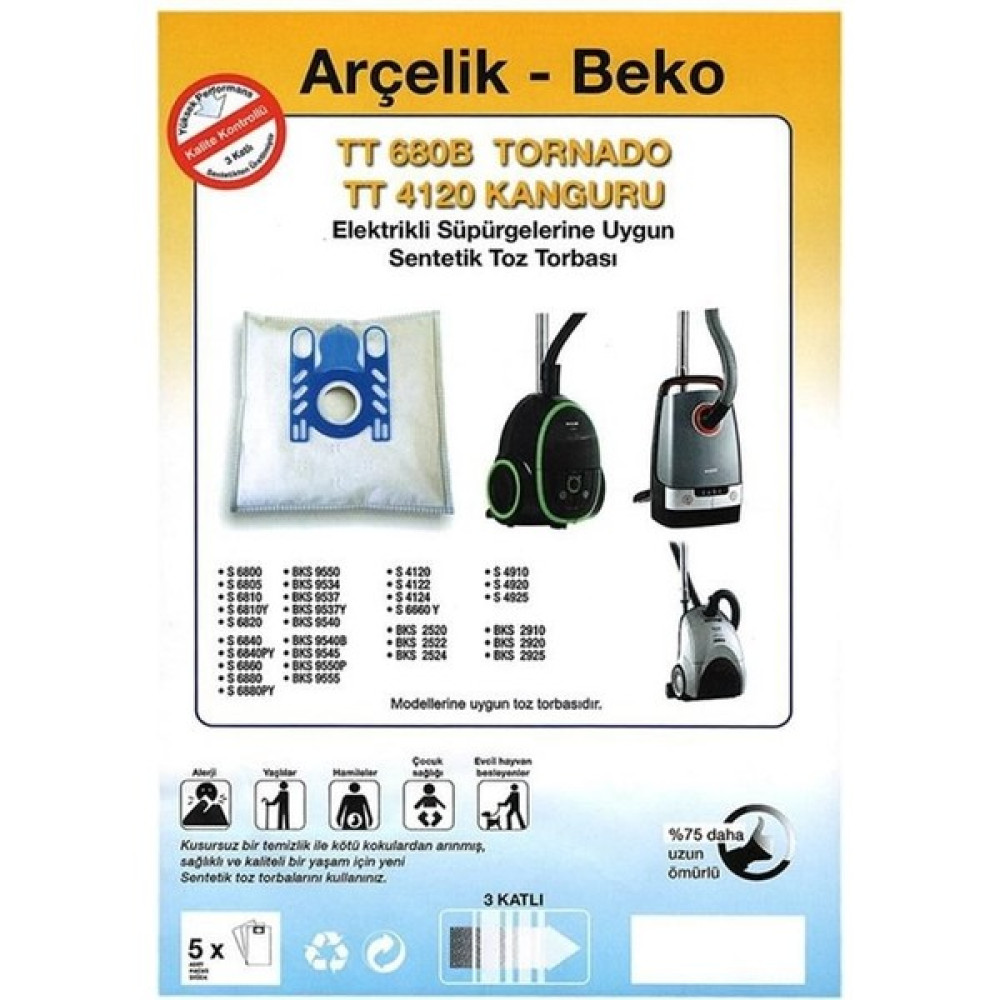 Dogant Arçelik S 4120- 4122 -4124 Süpürge Toz Torbası 20 Adet Elektrikli Süpürge Aksesuarları Fiyatı