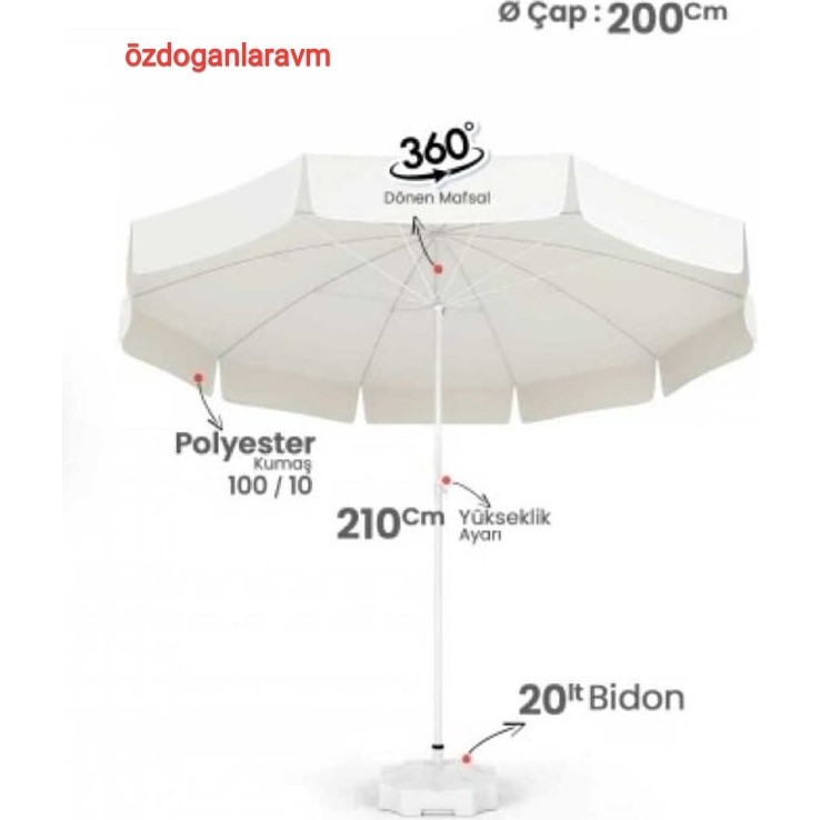 Dogant Plaj 2 mt Krem Şemsiye + Bidon Diğer Fiyatı