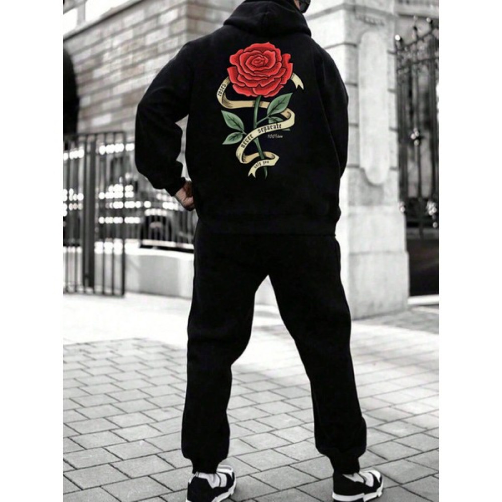 Dogfish Erkek Siyah Rose Baskılı Sweatshirt Sweatshirt Eşofman Takımı Kadın Eşofman Fiyatı