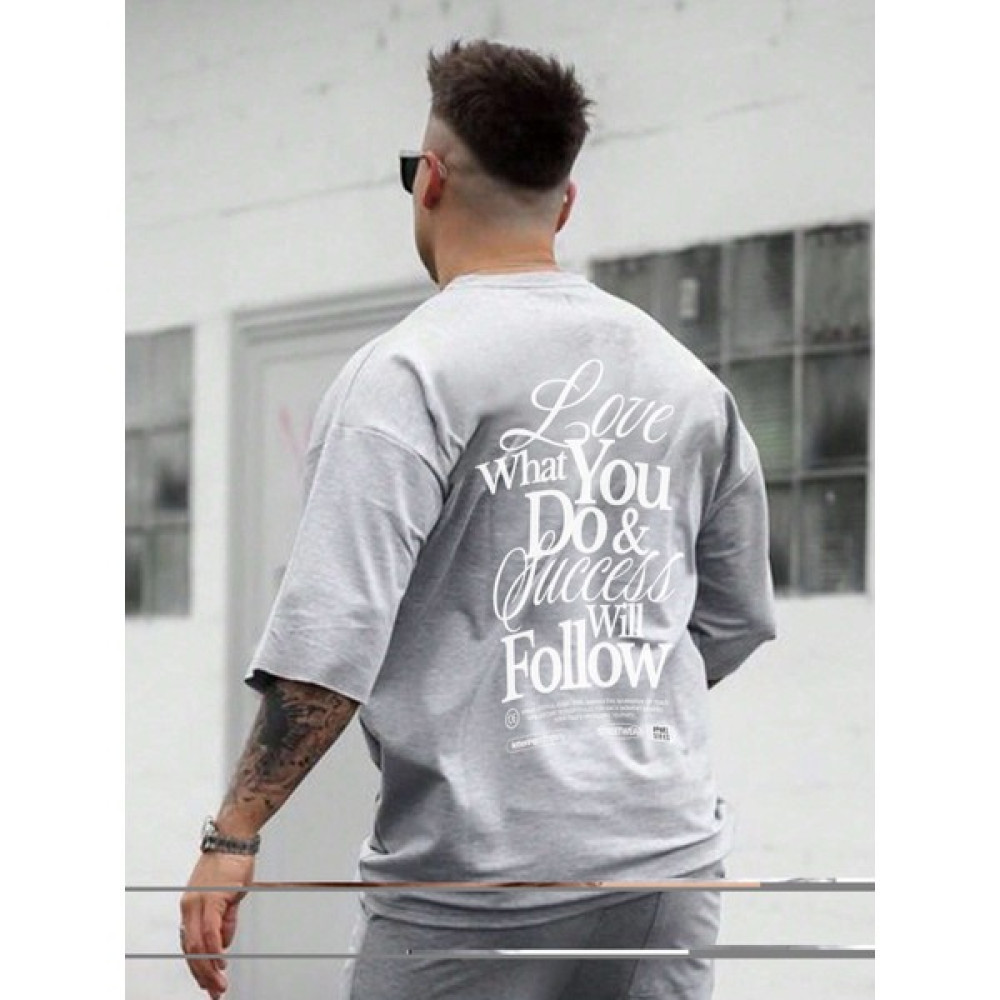 Dogfish Oversize Baskılı Gri Renk Salaş T-Shirt %100 Pamuk Erkek T-shirt Fiyatı