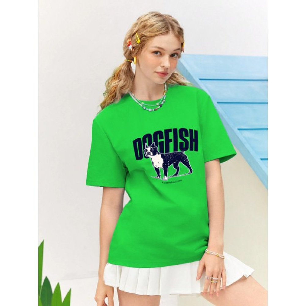 Dogfish Sevgili Kombini Çift Bulldog Logo Baskılı Oversize Pamuk T-Shirt 2'li Bayan T-shirt Fiyatı