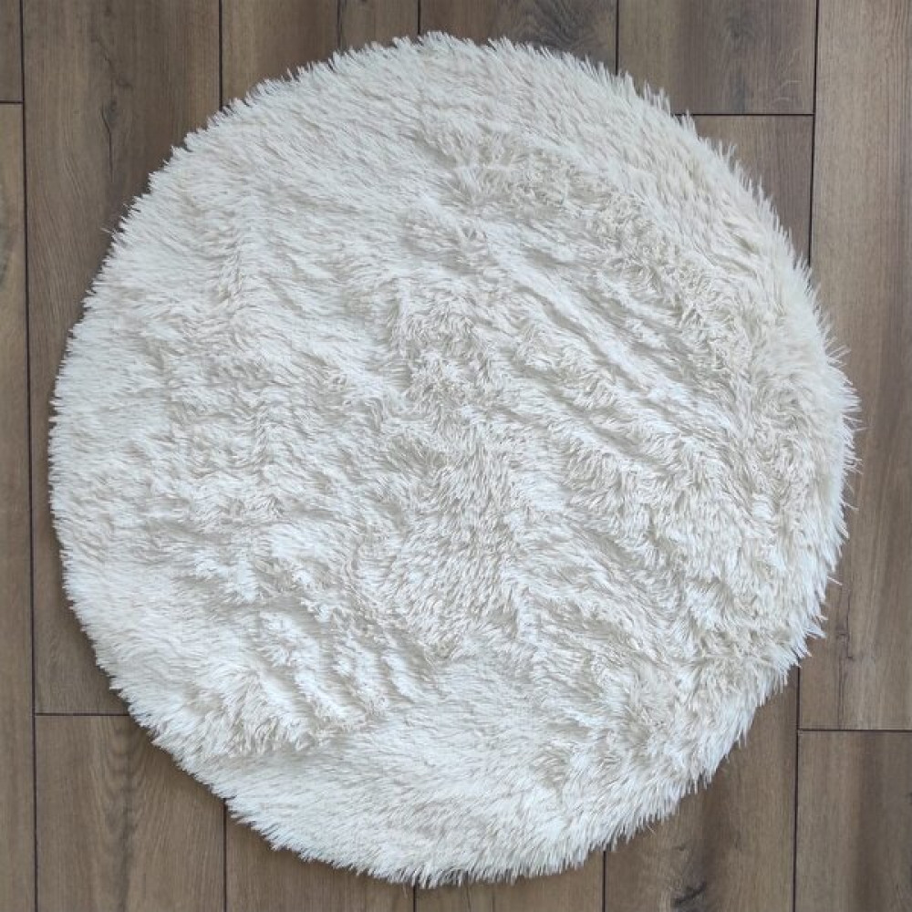 Doğuş Peluş Doğuş Tavşan Tüyü Beyaz 120X120CM Yuvarlak Halı - 120 x 120 cm Salon Halısı Fiyatı