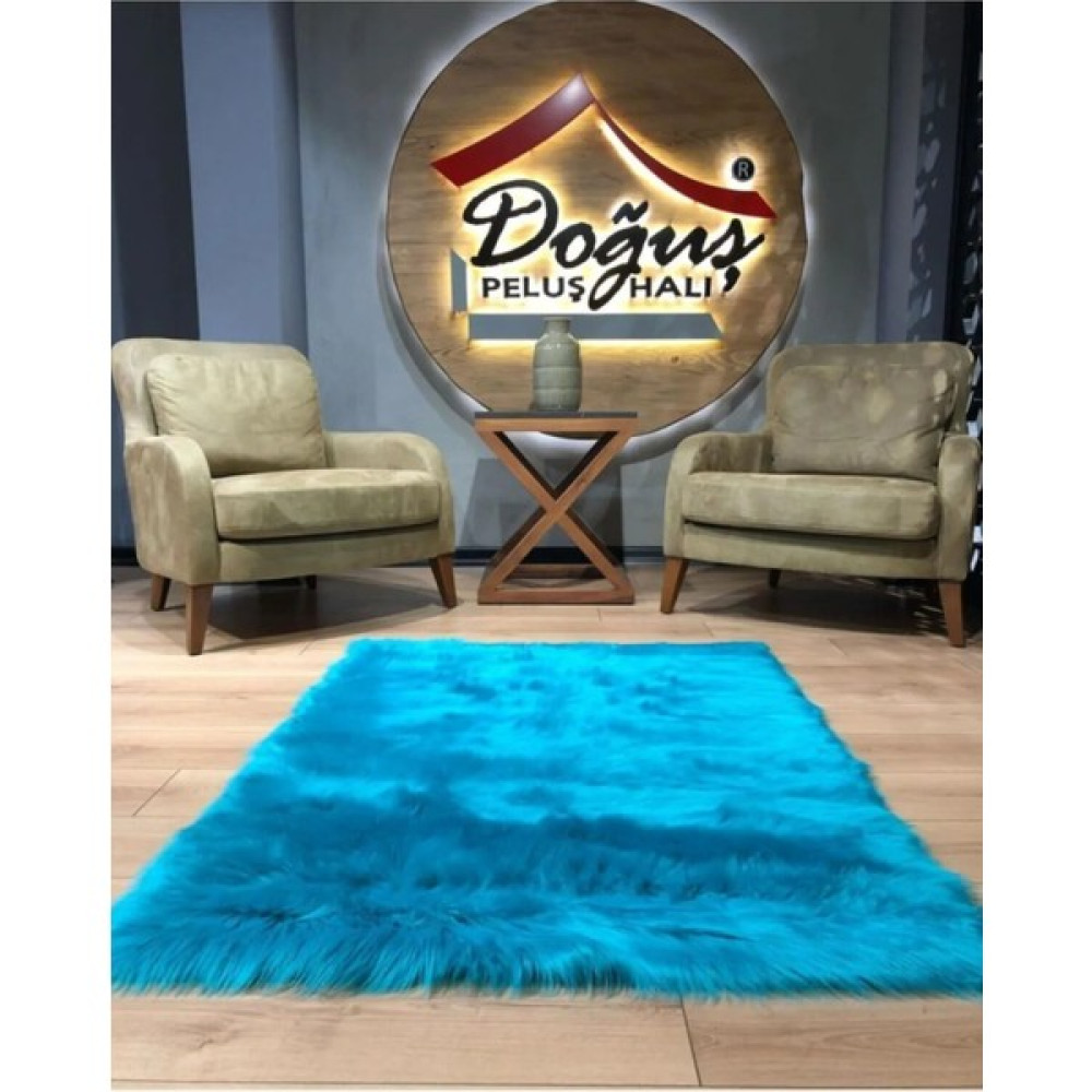 Doğuş Peluş Halı A Post Düz Kesim Turkuaz - Renkli - 80 x 150 cm Salon Halısı Fiyatı